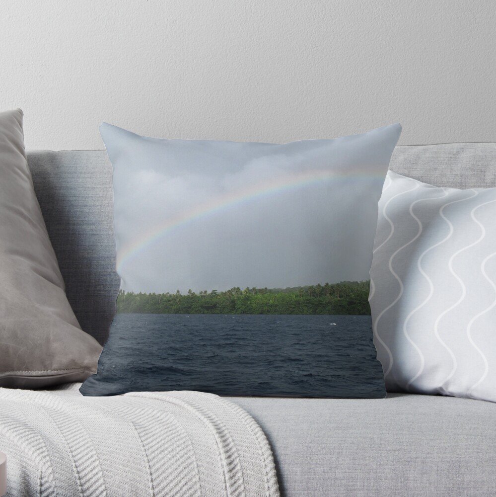Rainbows at Tetepare Throw Pillow