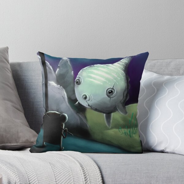 Moonbear and Sunfish Throw Pillow