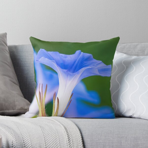 Blue Morning Glory Throw Pillow
