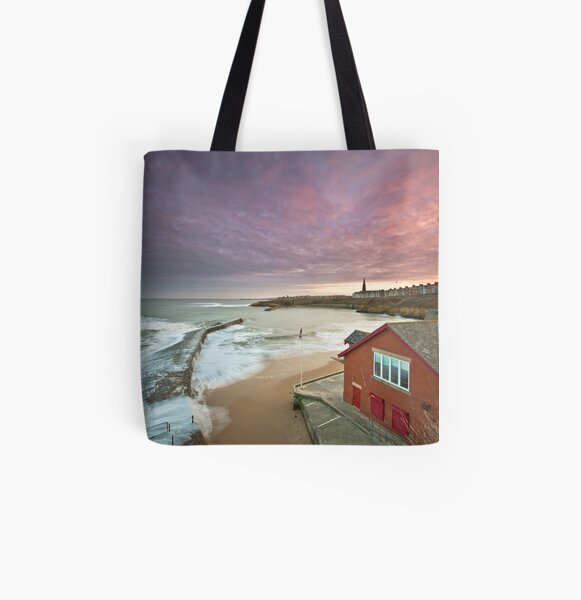 Cullercoats harbour All Over Print Tote Bag