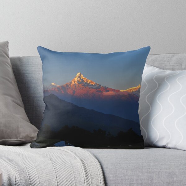 Annapurna, Hinchuli and Machhupuchare, Himalaya, Nepal. Throw Pillow