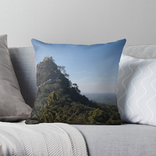 Mount Popa - the Mount Olympus of Burma Throw Pillow