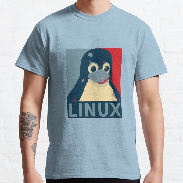 Linux Tux penguin poster head red blue Classic T-Shirt
