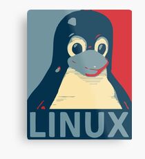 Linux Tux Pinguin Poster Kopf rot blau Metalldruck