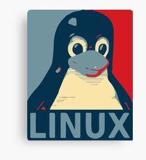 Linux Tux penguin poster head red blue Canvas Print