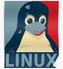 Linux Tux penguin poster head red blue Poster