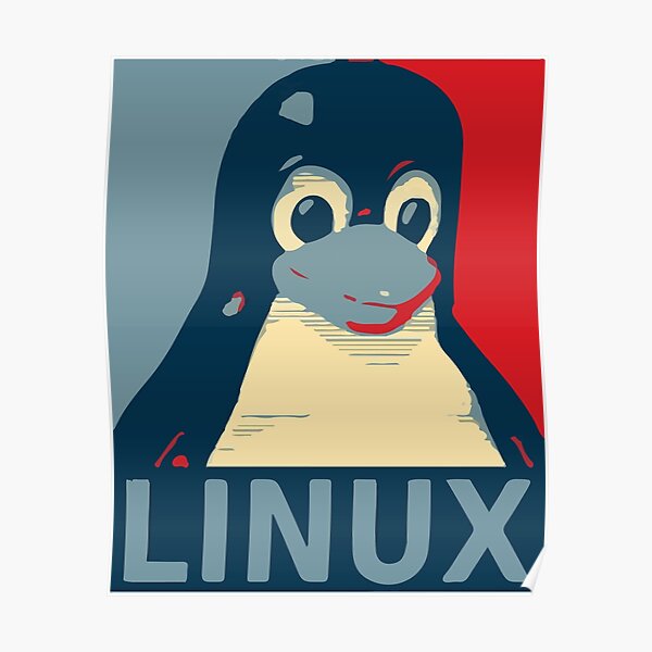 Linux Tux penguin poster head red blue  Poster