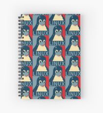 Linux Tux penguin poster head red blue Spiral Notebook