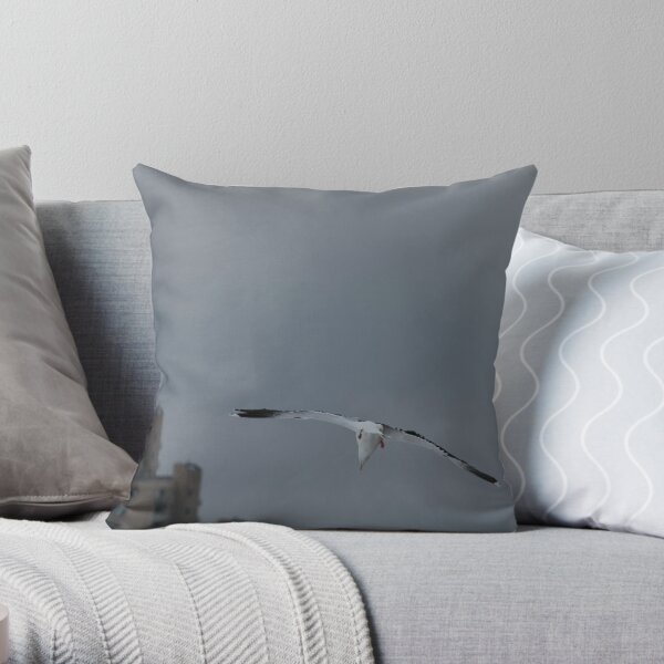 Gull Landing Throw Pillow