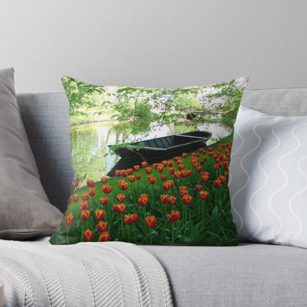 Boats and Blooms Throw Pillow