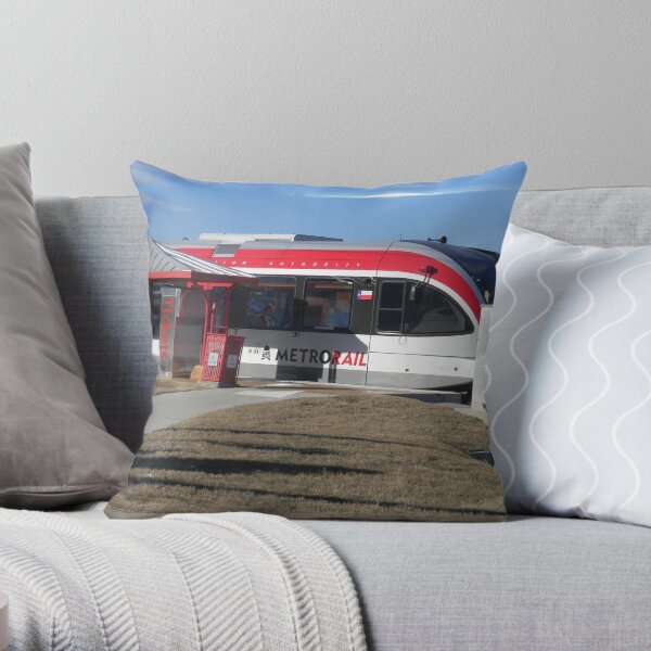 Austin's New Metrorail - Red Blur, Silver Streak Throw Pillow