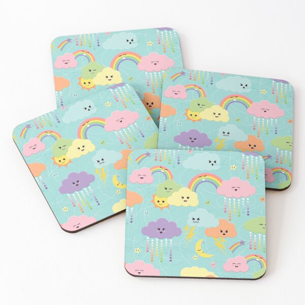 Item preview, Kawaii - Raining Rainbow Cloudy Sky Pattern designed and sold by WickedRefined - Nicole Demereckis.