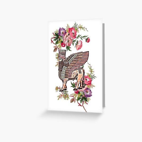 Assyrian Lamassu Garden Greeting Card