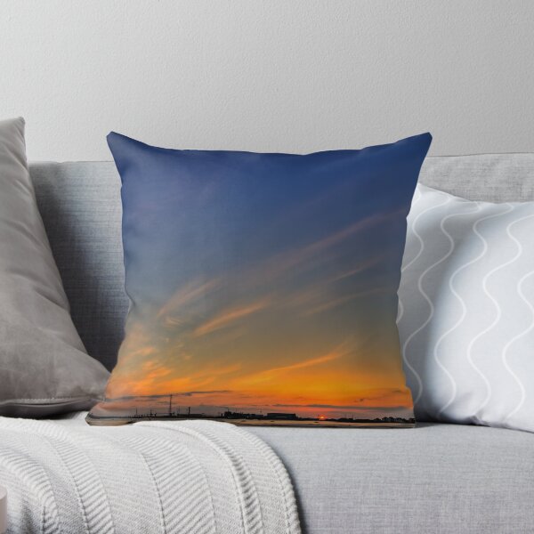 Sunset River Thames Grays Throw Pillow