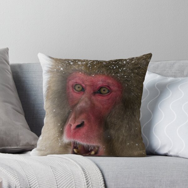 Japanese Macaque Throw Pillow