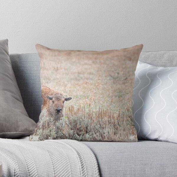 Sad Calf In The Freezing Rain Throw Pillow