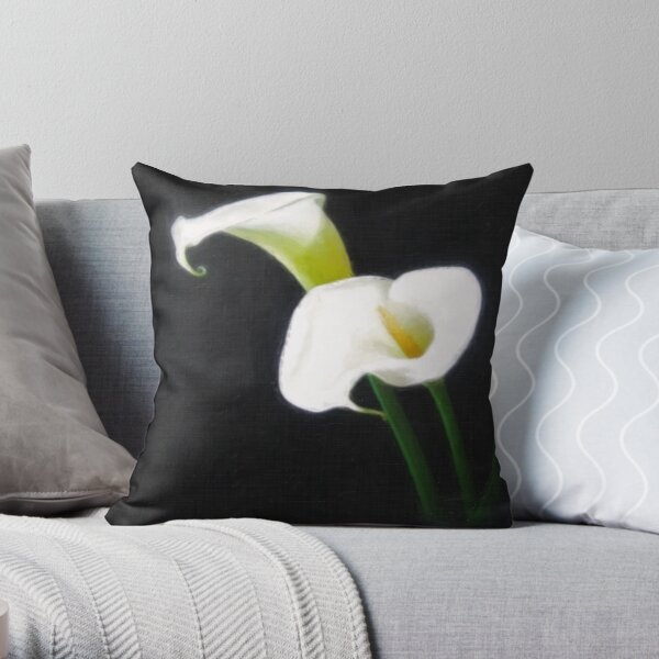 Elegant Calla Lily Flowers 1 Painterly Throw Pillow