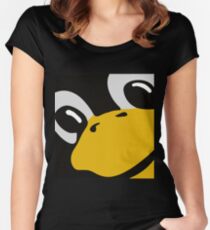 linux tux penguin eyes Women's Fitted Scoop T-Shirt
