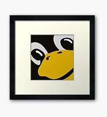 linux tux penguin eyes Framed Print