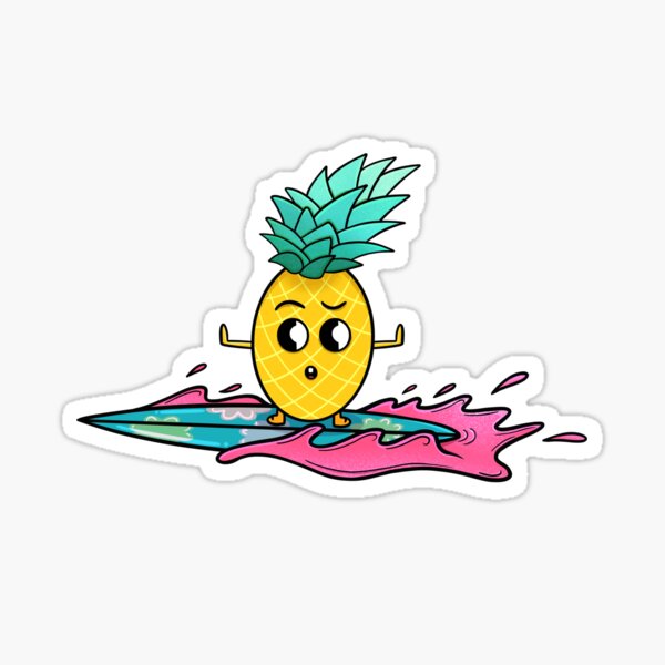 Surfing Pineapple Sticker