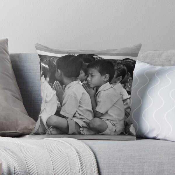 the boy who has trainers Throw Pillow