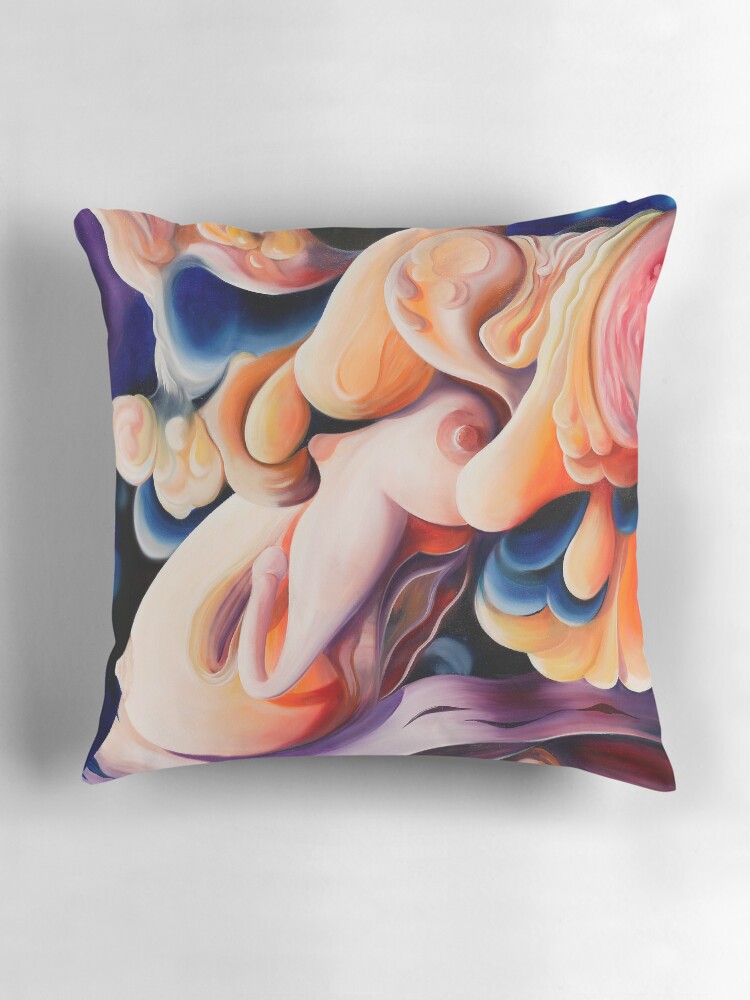 Thumbnail 3 of 4, Pillow, "Celebration of Procreation" - abstract expressionistic oil painting designed and sold by jknowles.