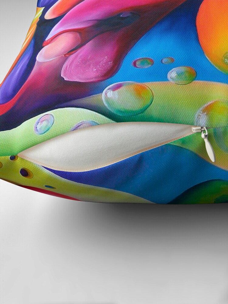 Thumbnail 2 of 4, Pillow, "Preconceptions" - colorful abstract expressionistic oil painting designed and sold by jknowles.