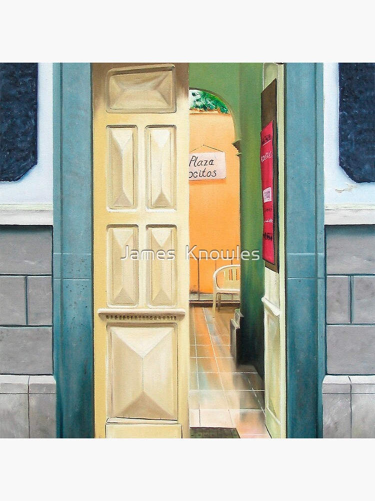 Thumbnail 2 of 2, Tote Bag, "Plaza Positos" - Oil painting of an old Mexican door designed and sold by jknowles.