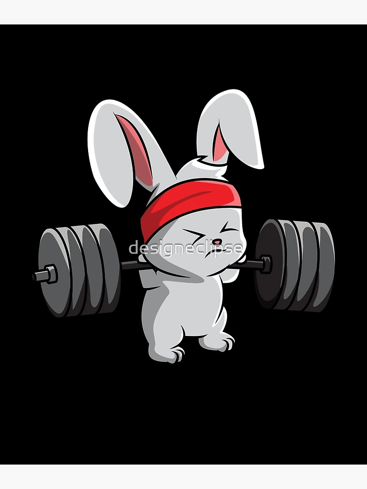 Premium Photo  Gym bunny cute cartoon white rabbit lifting heavy