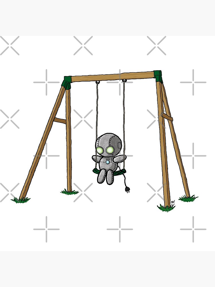Thumbnail 4 of 4, Pillow, Lonely Robot on a Swing designed and sold by TheRandomFactor.