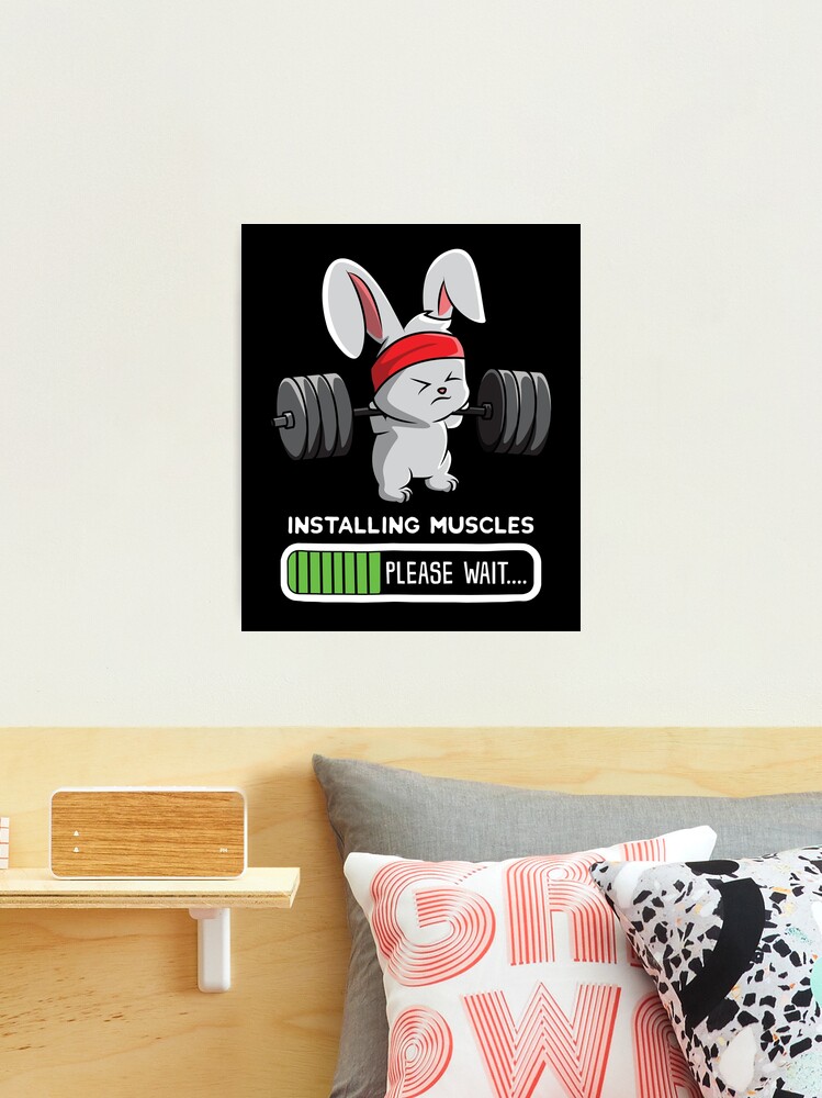 Bunny Fitness Gym Workout Installing Muscles | Sticker