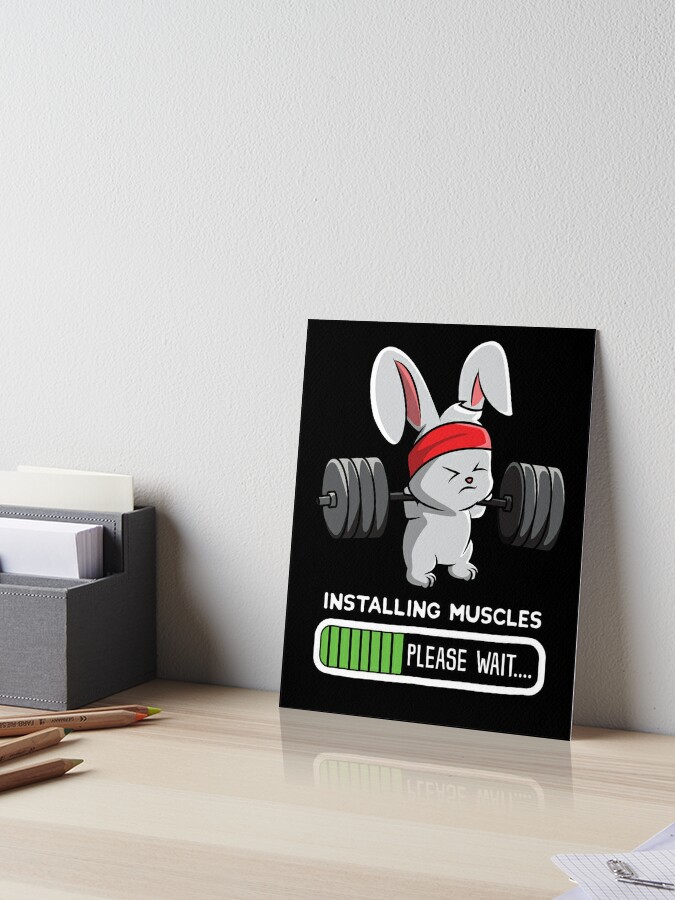 Bunny Fitness Gym Workout Installing Muscles | Sticker