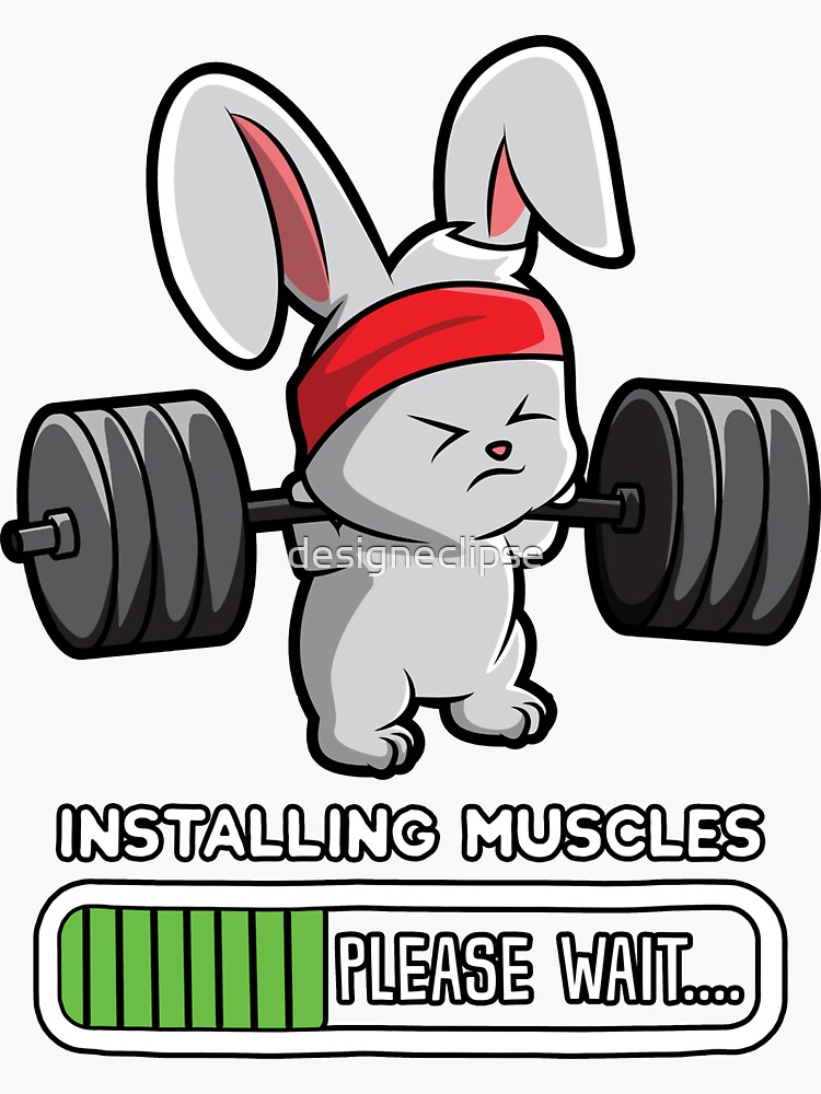 Bunny Fitness Gym Workout Installing Muscles | Sticker