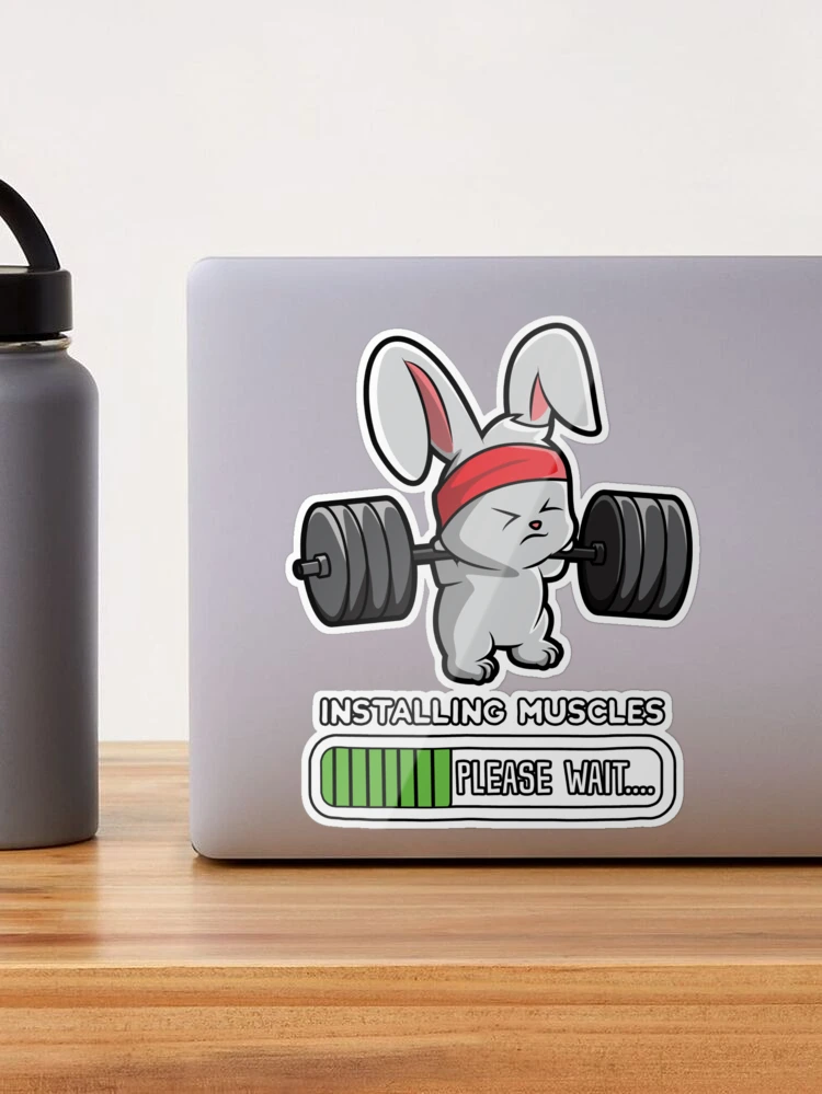 Bunny Fitness Gym Workout Installing Muscles | Sticker