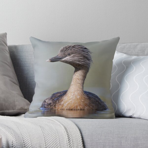 Hoary-headed Grebe - Oil Tree Lagoon Throw Pillow