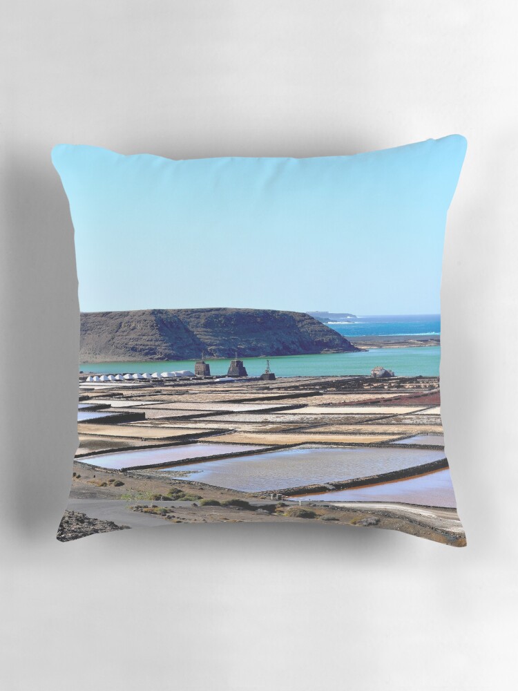 Thumbnail 3 of 4, Pillow, Morning on the salt flats of Janubio Lanzarote Canary Island designed and sold by alexcorse.
