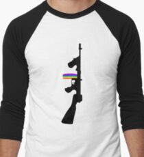Machine Gun Silhouette - Tommy Gun Edition Men's Baseball ¾ T-Shirt