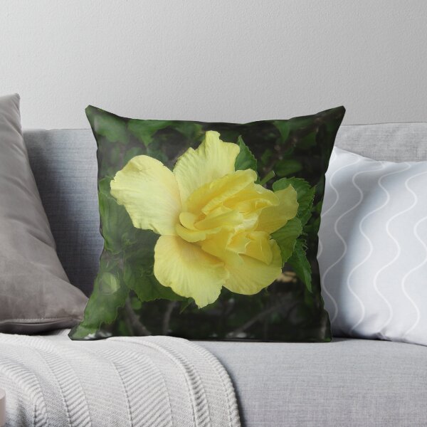 Double Yellow Hibiscus 1 Throw Pillow