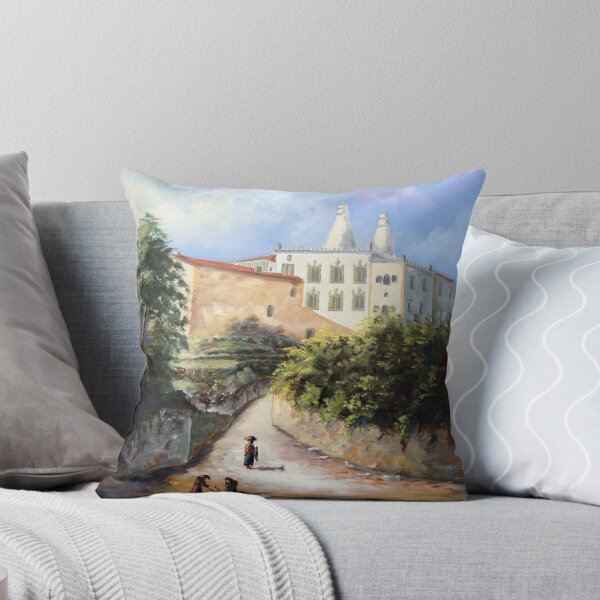 Item preview, Palácio da Vila de Sintra, visto da Zona do Rio do Porto com as Lavadeiras de Sintra - Château de Sintra - Palace of Sintra PORTUGAL # Óleo sobre tela / Oil on canvas     designed and sold by PedroAtanasio.