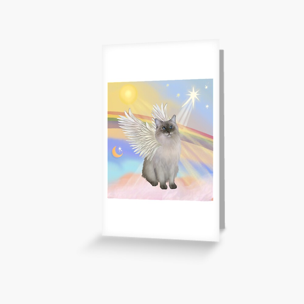 Heavens Clouds - Ragdoll (Blue Seal Point) Cat Angel Greeting Card
