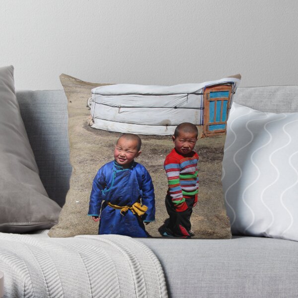 Mongolian children Throw Pillow