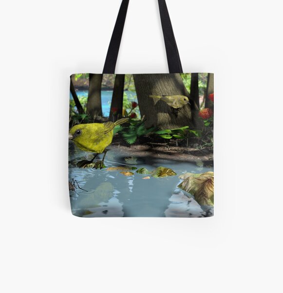 Oahu Amakihi All Over Print Tote Bag