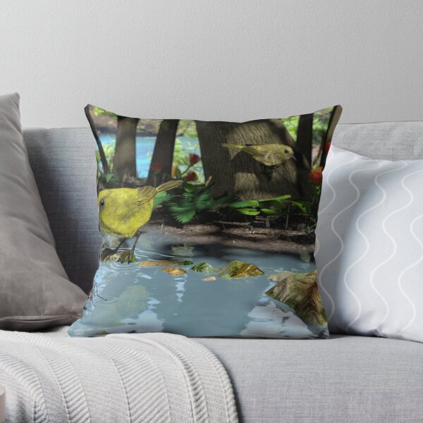 Oahu Amakihi Throw Pillow