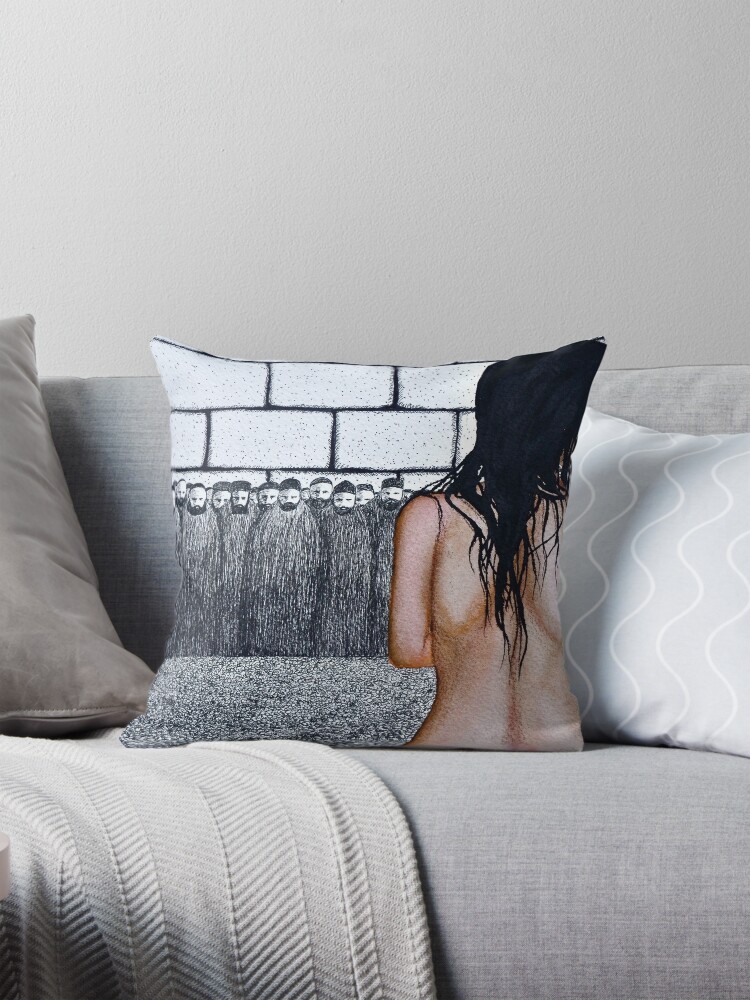 Thumbnail 1 of 4, Pillow, The Woman Caught in Adultery designed and sold by nakedpastor.