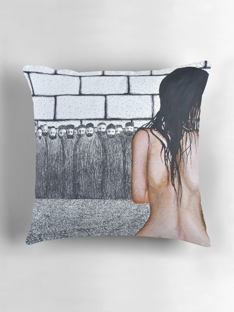 Thumbnail 3 of 4, Pillow, The Woman Caught in Adultery designed and sold by nakedpastor.