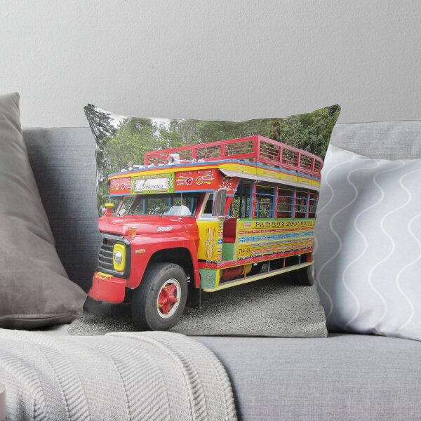 LA CHIVA- Tourists buses in Colombia Throw Pillow
