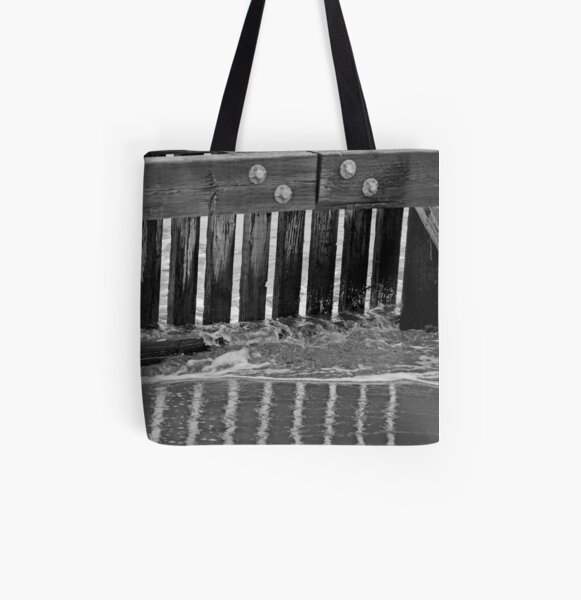 Crissy Field Pier B&W All Over Print Tote Bag