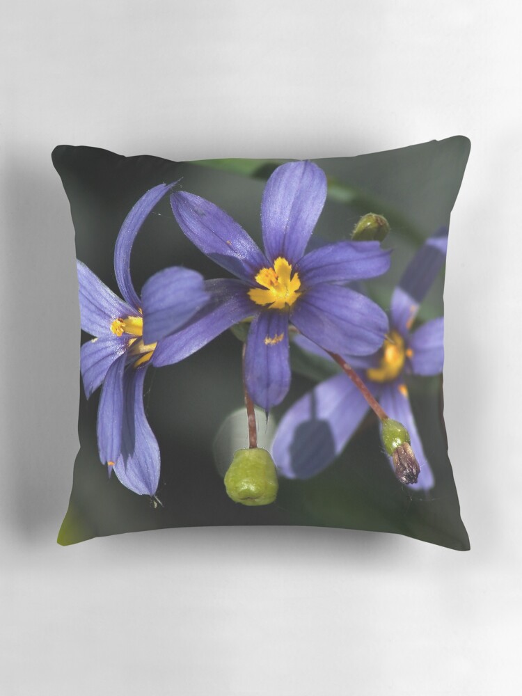 Thumbnail 3 of 4, Pillow, Summerdance in blue and yellow designed and sold by steppeland.