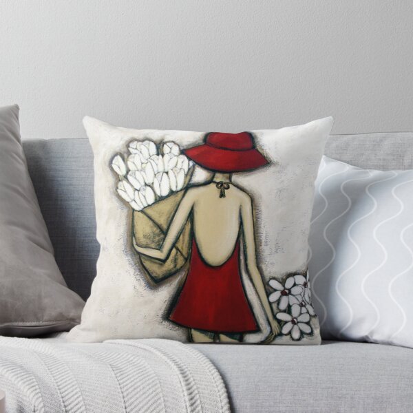 Spring Flower Market Throw Pillow