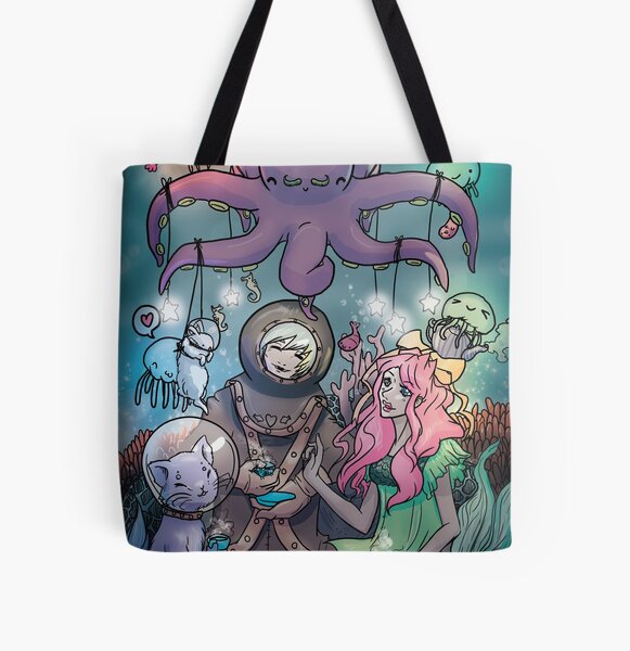 Midnight Tea in the Octoking's Garden All Over Print Tote Bag